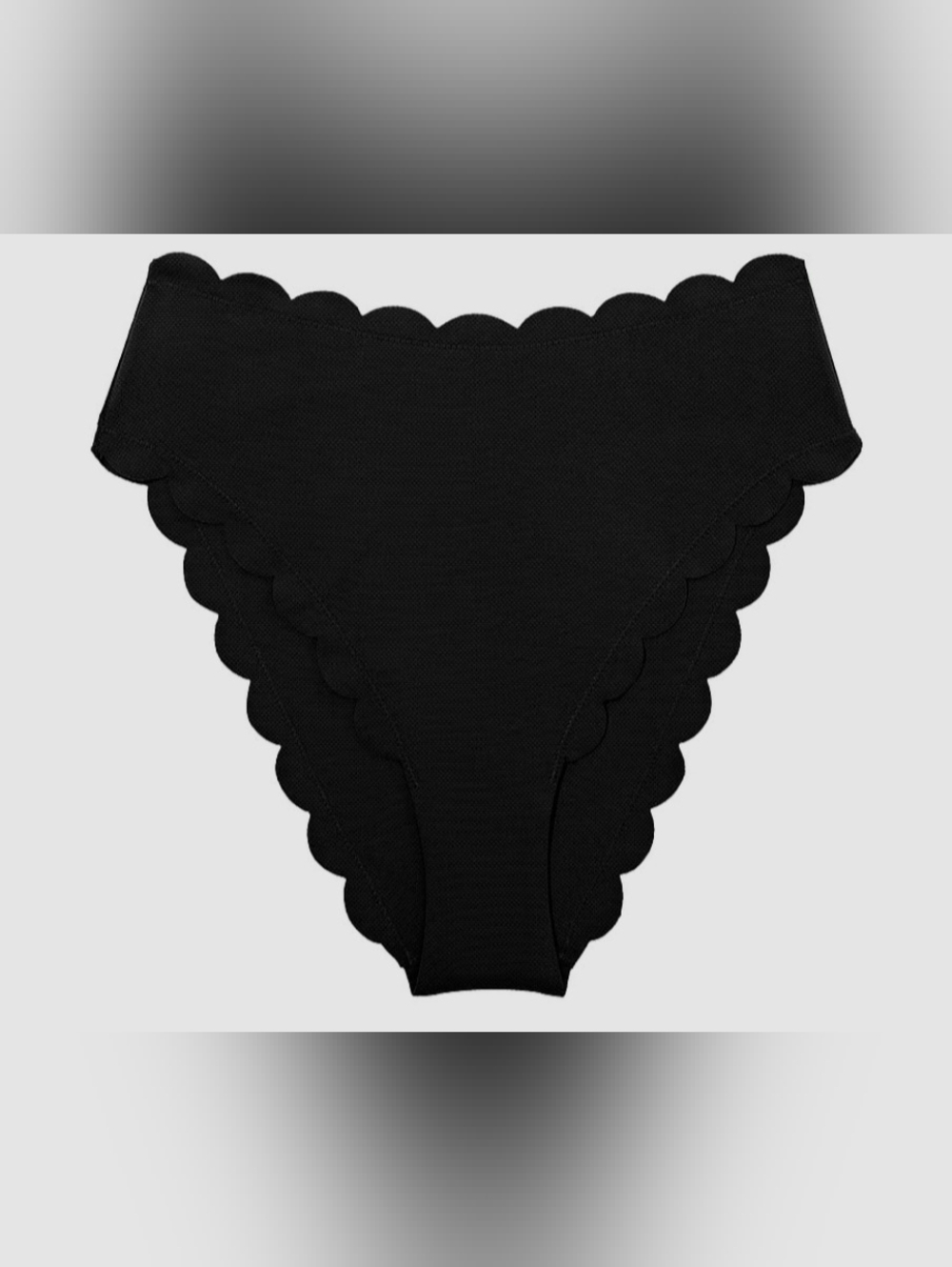 XS VS Swim High Waist Cheeky Bikini Bottom Black Scallop